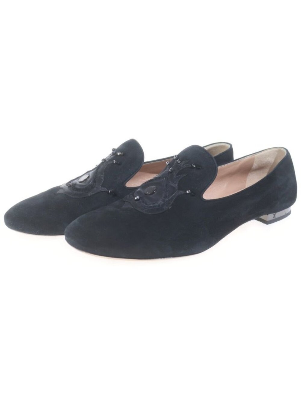 Louis Vuitton Beaded Suede Flat Shoes Pumps Black